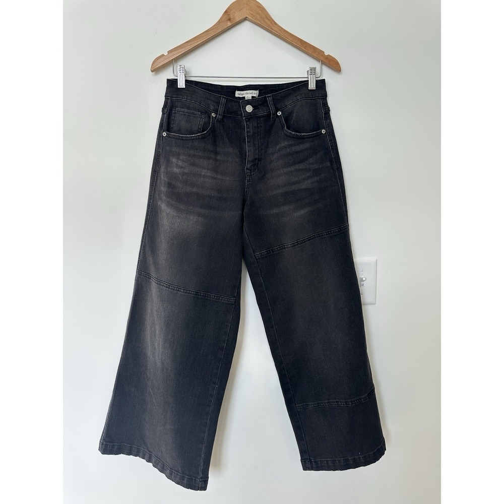 Indigo Thread Co Womens Black Size 6 Wide Leg Mid-Rise Stretch Jean